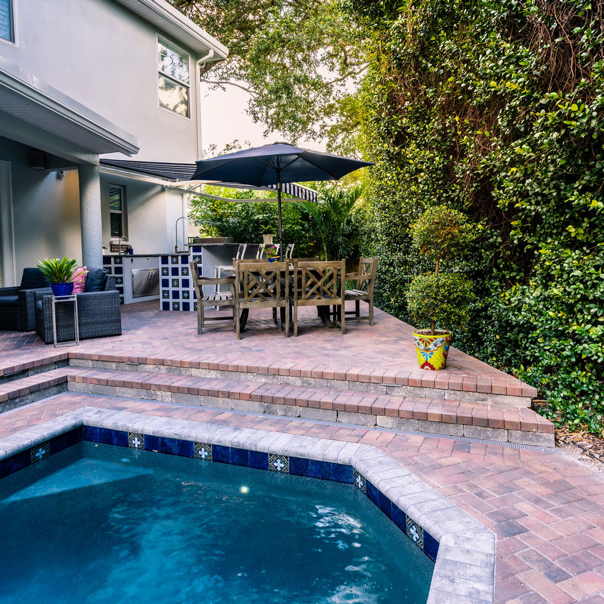 Backyards with custom hardscaping and more in Cheval, FL